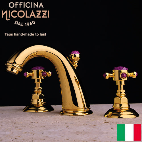 イタリア製 高級水栓金具 洗面水栓 混合水栓 蛇口 天然石 2108-09 【受注生産】
