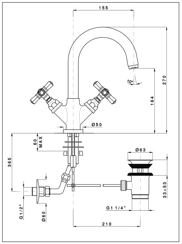 イタリア製 高級水栓金具 2336-45 混合水栓 【受注生産】