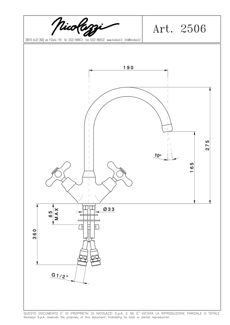 イタリア製 高級水栓金具 洗面水栓 混合水栓 蛇口 2506【受注生産】